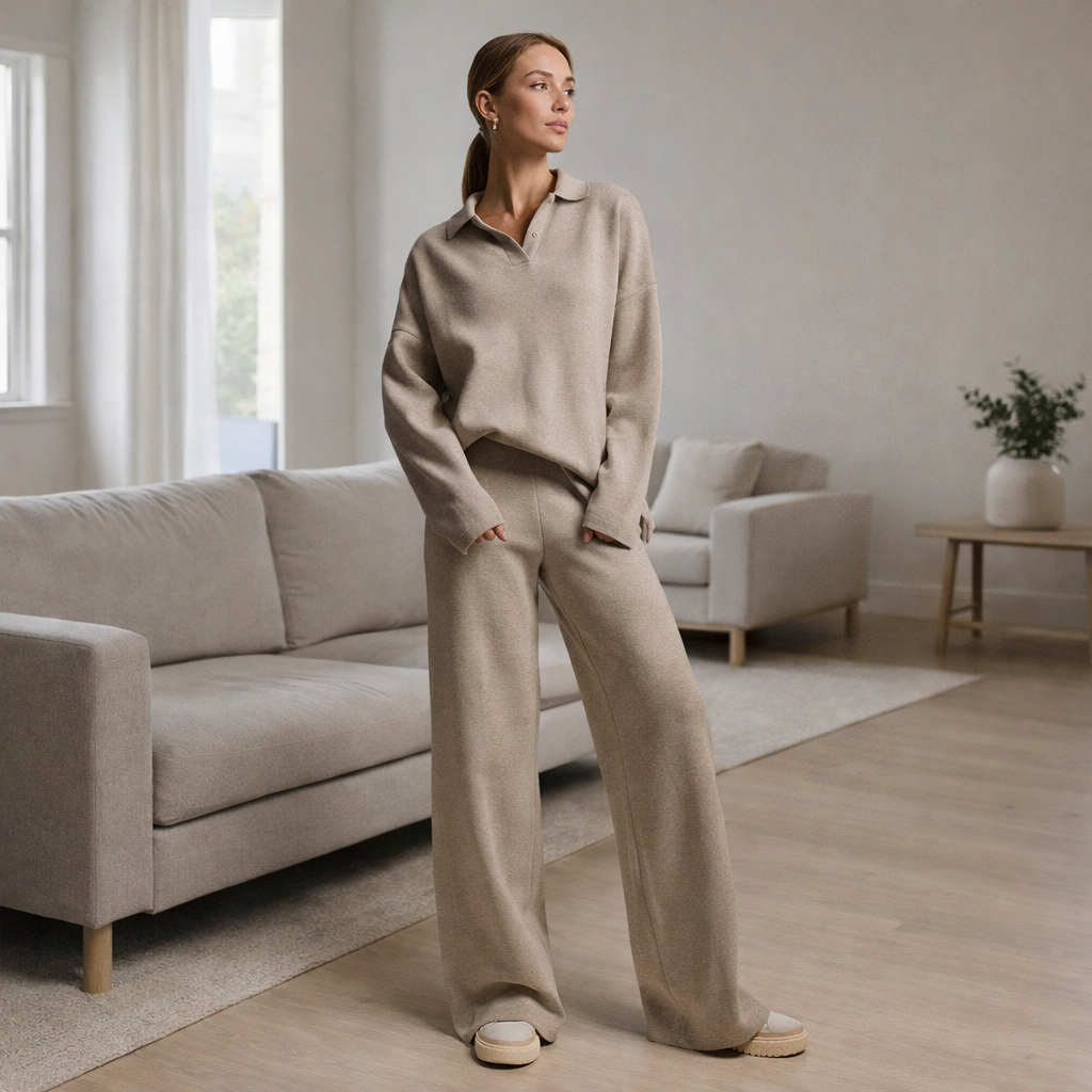 Lounge Set | Women's Soft, Oversized Fit | Collared Top Outfit