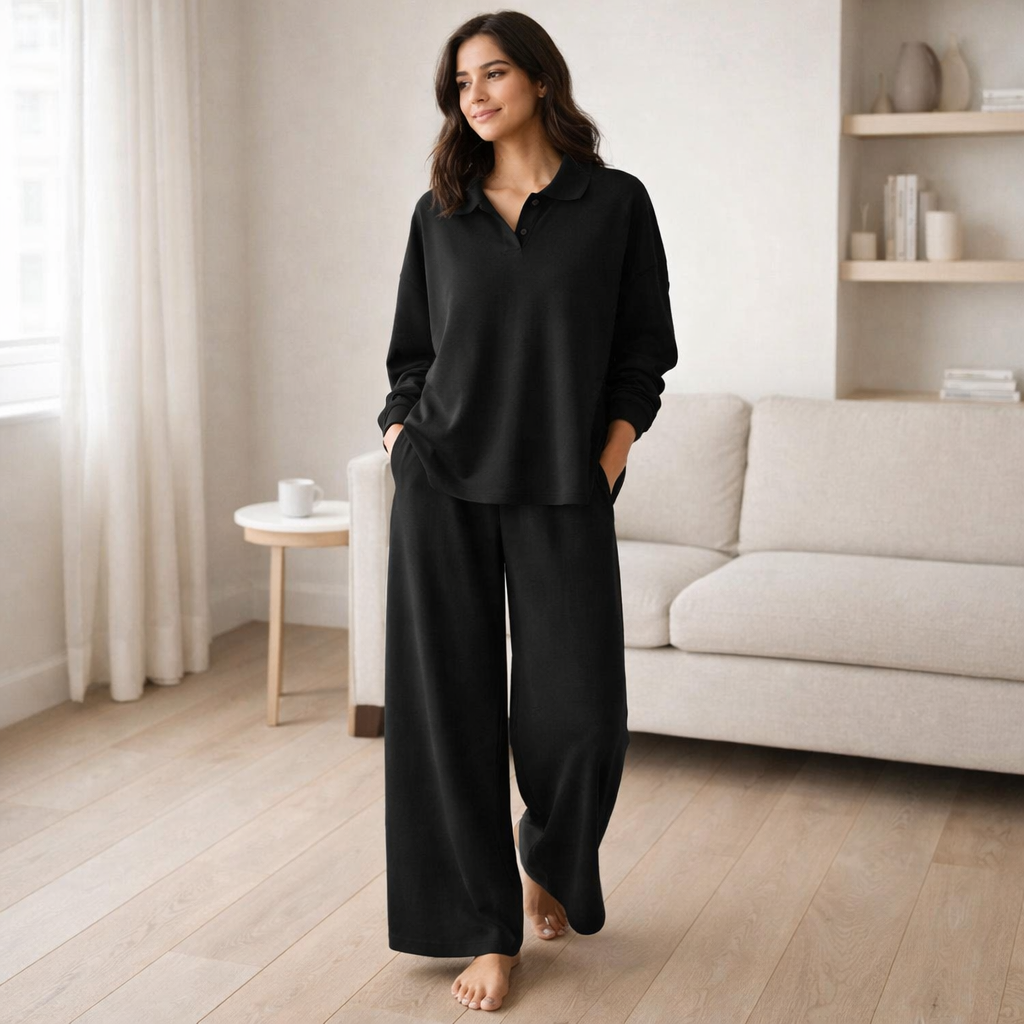 Lounge Set | Women's Soft, Oversized Fit | Collared Top Outfit