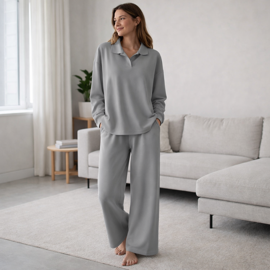 Lounge Set | Women's Soft, Oversized Fit | Collared Top Outfit