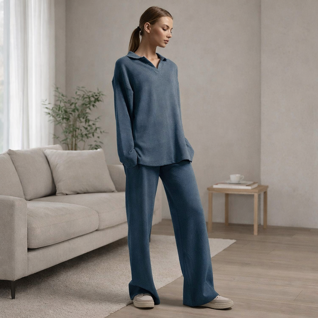 Lounge Set | Women's Soft, Oversized Fit | Collared Top Outfit