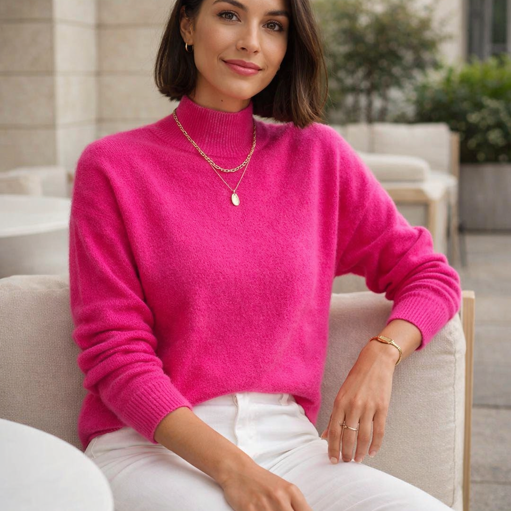Jumper | Women, high collar, soft knit | Elegant style