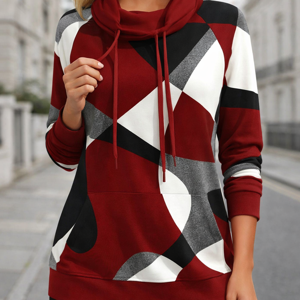 Women's Hoodie | Geometric Print | Casual Pullover Style