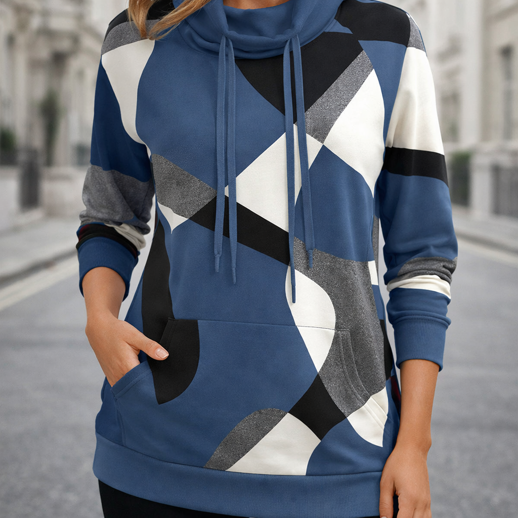 Women's Hoodie | Geometric Print | Casual Pullover Style