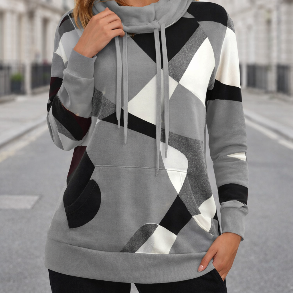 Women's Hoodie | Geometric Print | Casual Pullover Style