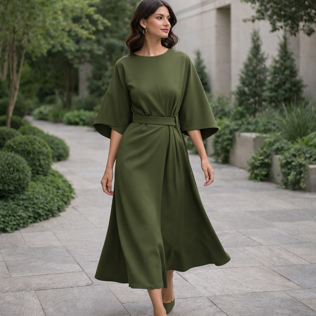 Paulien Elegant Midi Dress | Belted & Timeless Style