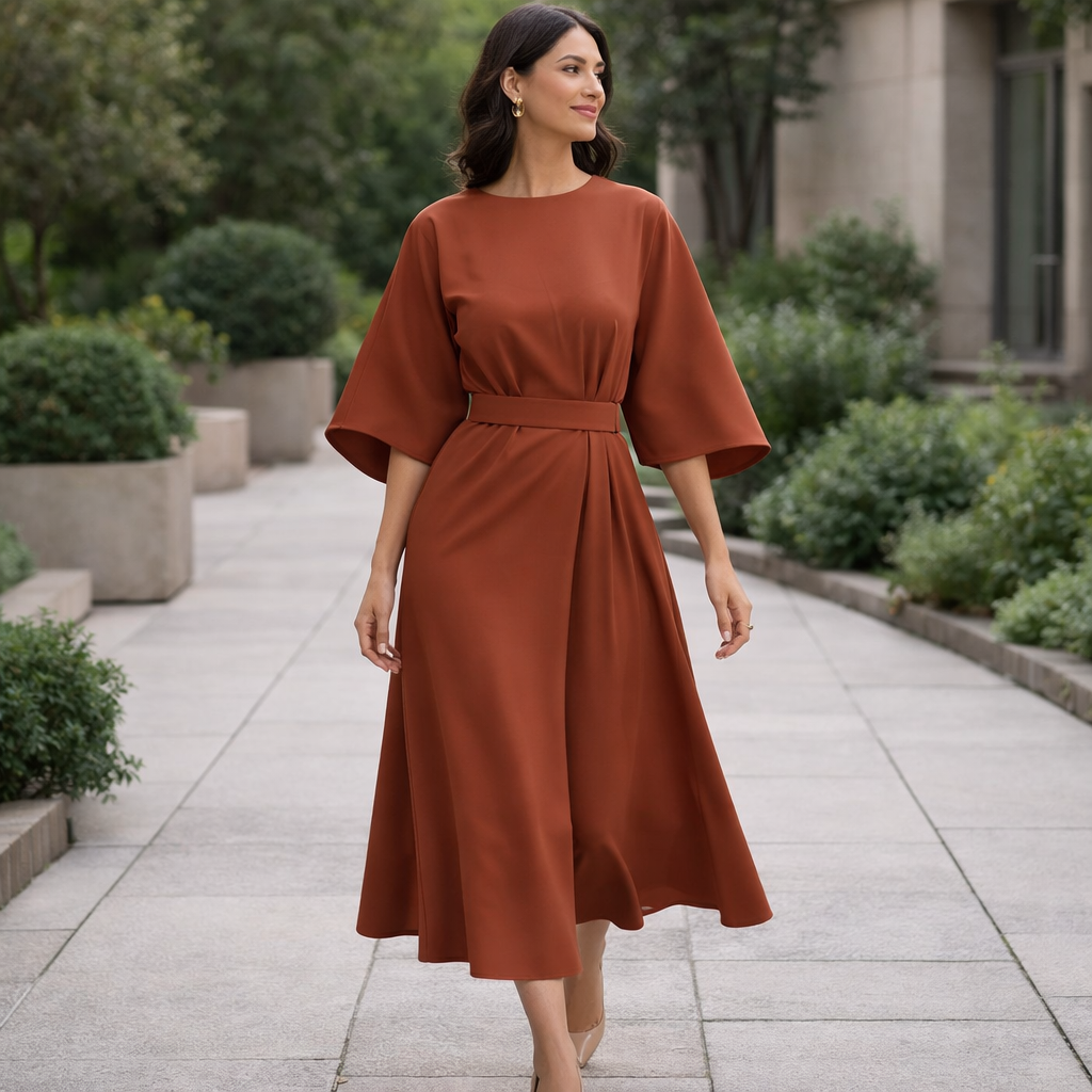 Paulien Elegant Midi Dress | Belted & Timeless Style