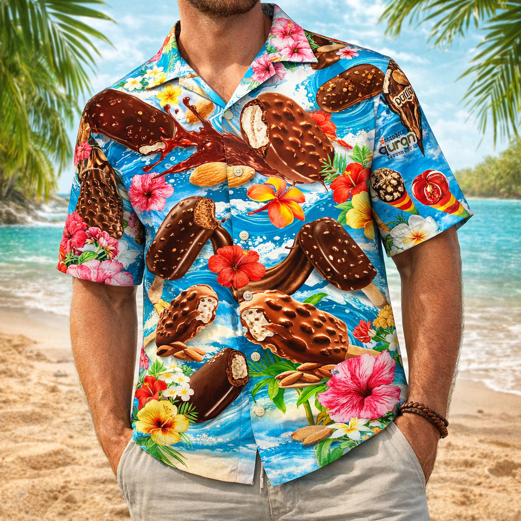 Ice Cream Polo Shirt for Men | Short Sleeve, Button-Up | Fun, Casual