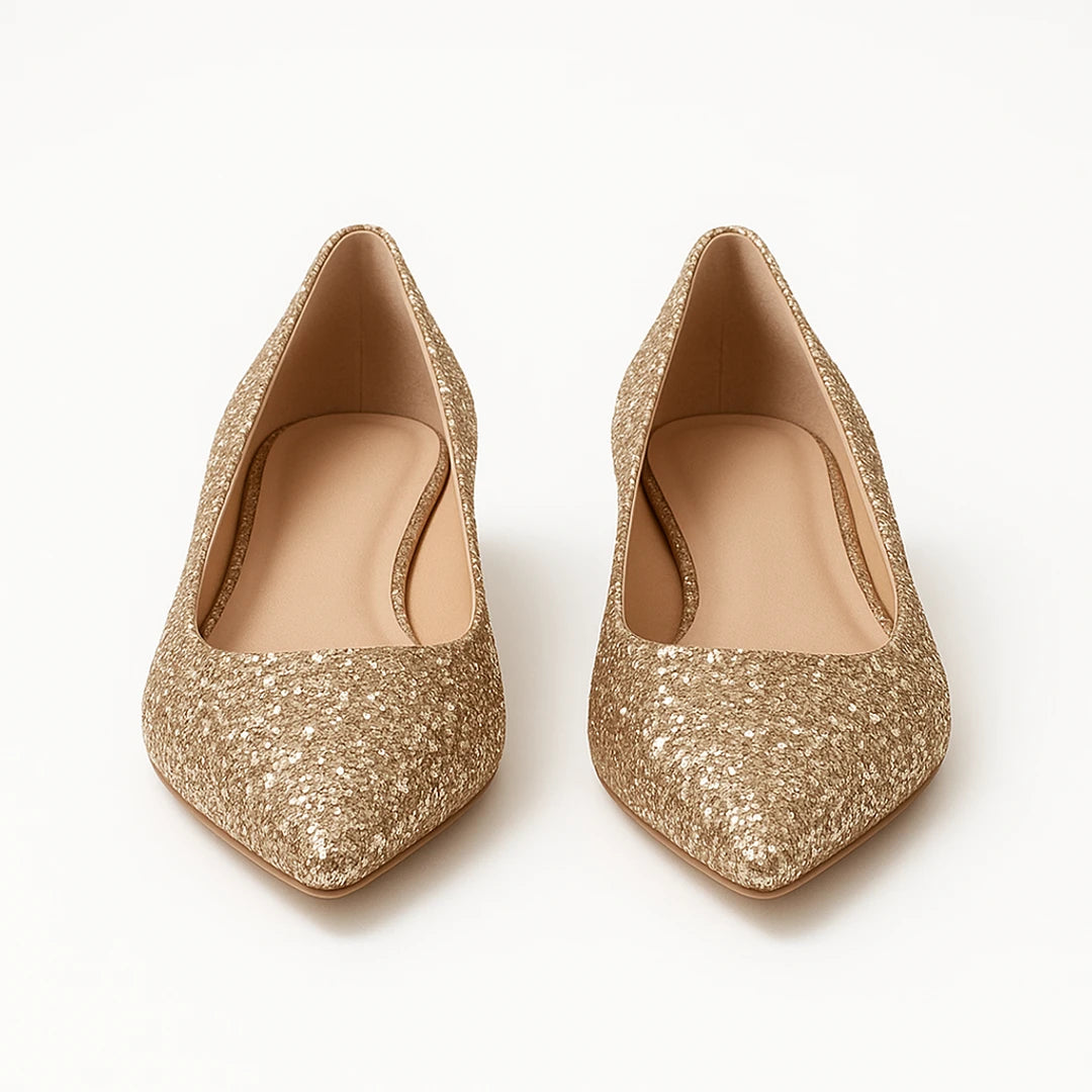 Women's Ballerina Flats | Sequined | Low Heel Dress Shoes