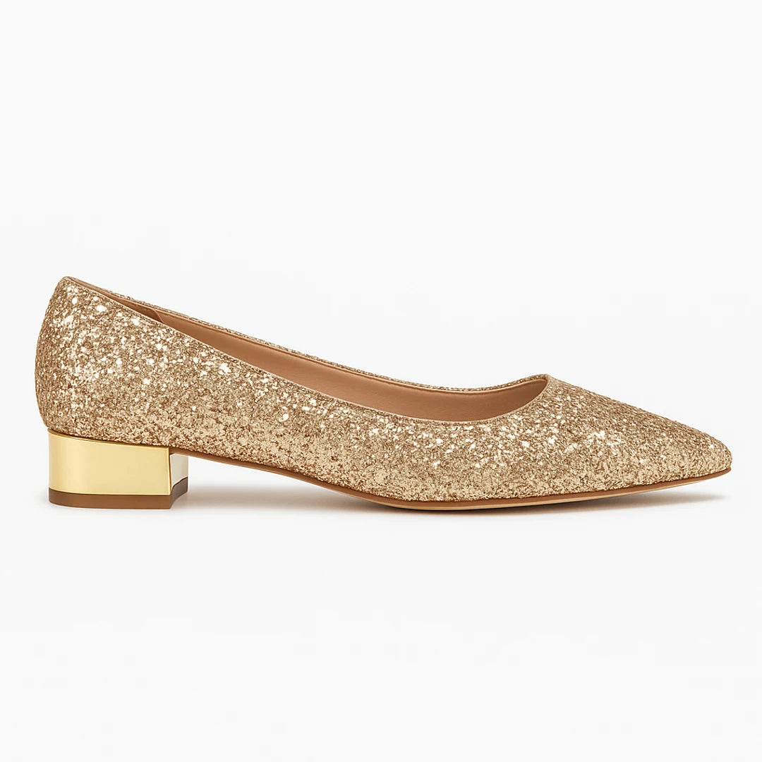 Women's Ballerina Flats | Sequined | Low Heel Dress Shoes