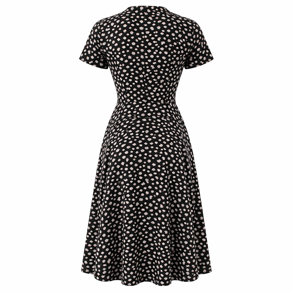 Polka Dot Dress | Midi Style, Short Sleeves | Trendy