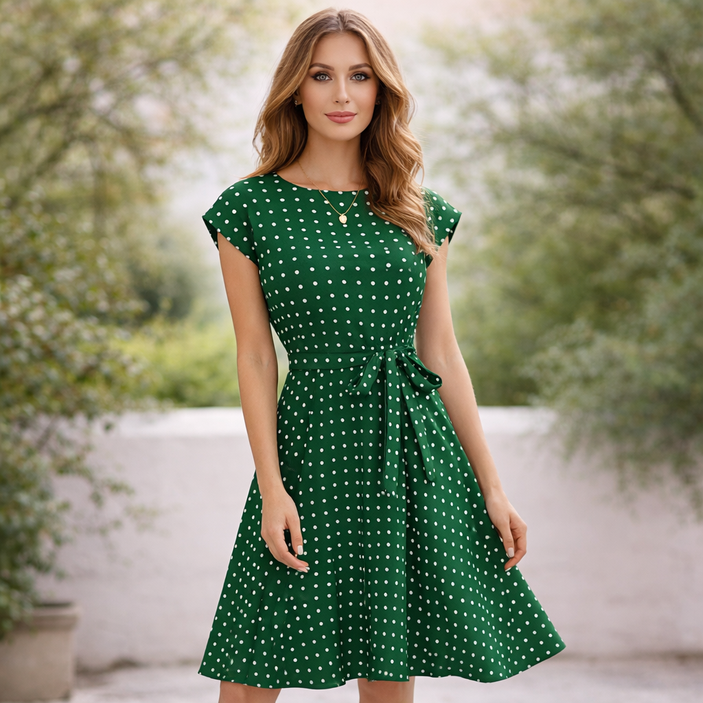 Polka Dot Dress | Flattering Tie Waist | Women's Dress