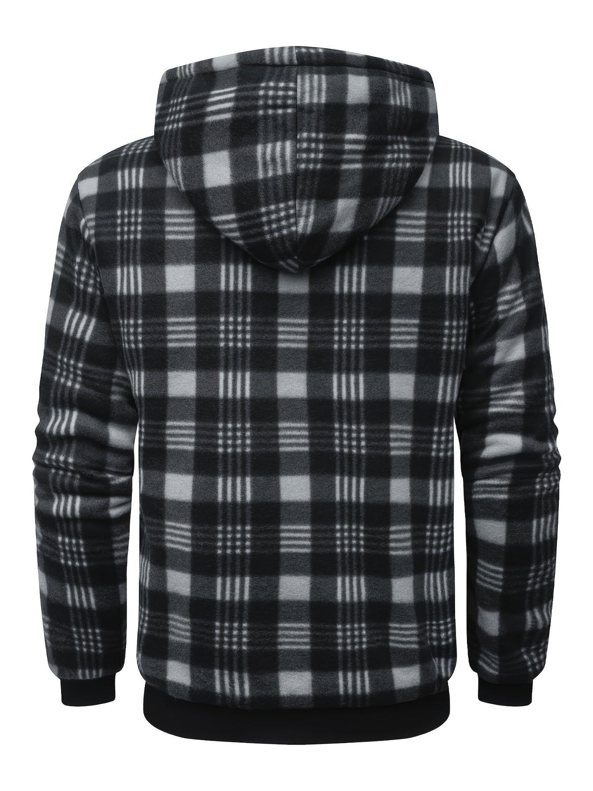 Plaid hooded jacket men lumberjack style with plush lining and front zip