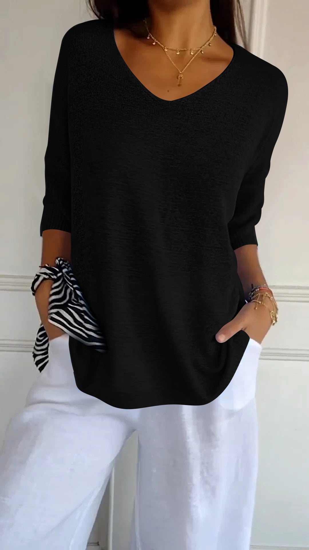 Women's Sweater | V-Neck, Long Sleeve | Breathable Knit