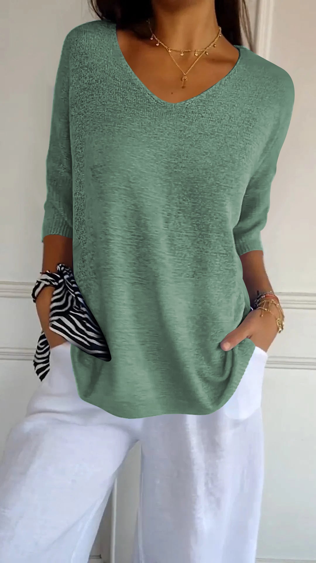Women's Sweater | V-Neck, Long Sleeve | Breathable Knit