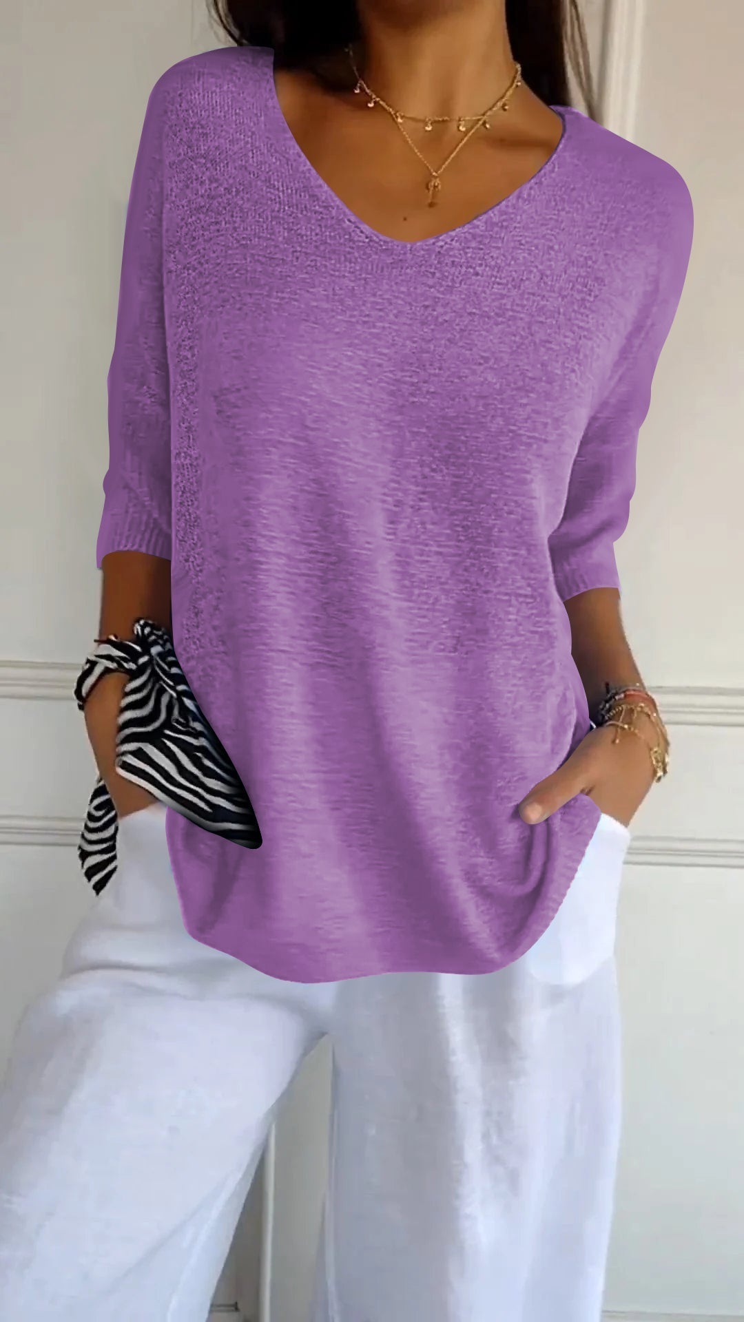 Women's Sweater | V-Neck, Long Sleeve | Breathable Knit