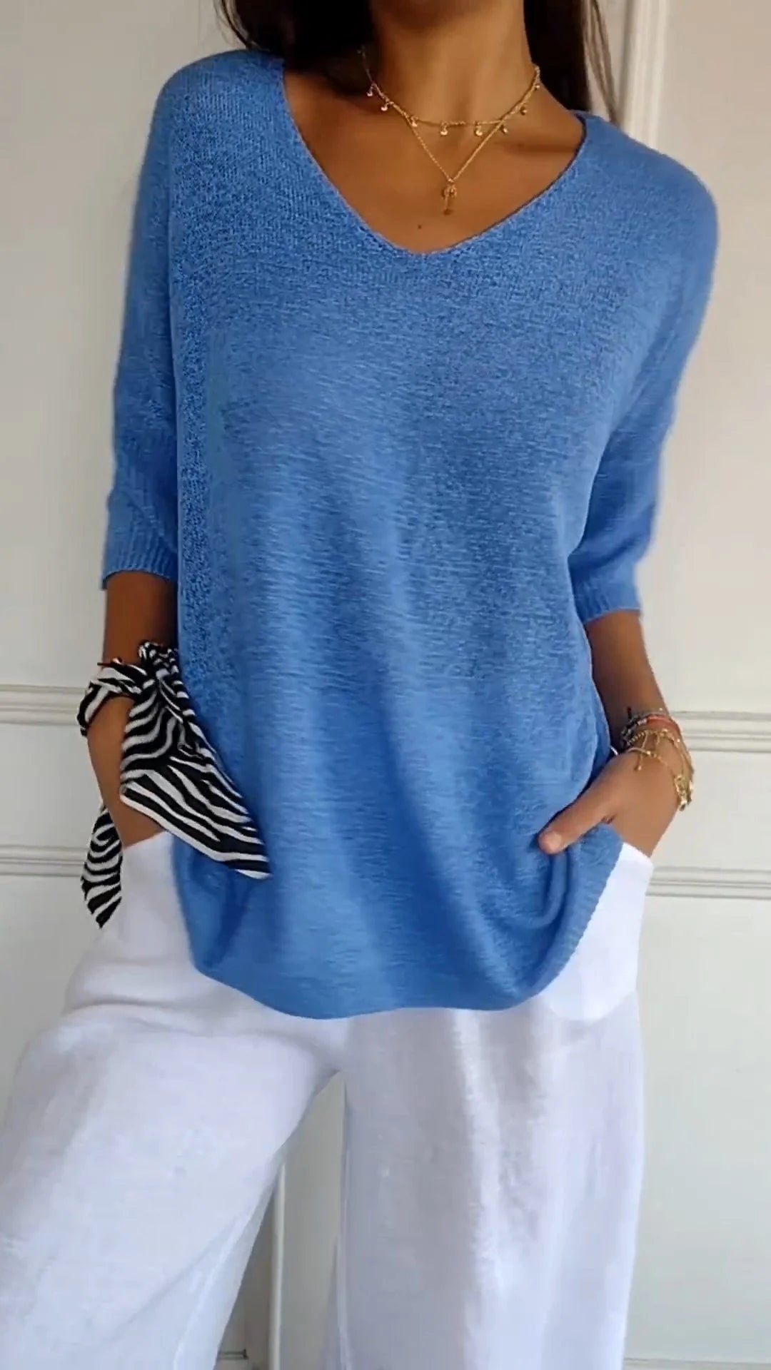 Women's Sweater | V-Neck, Long Sleeve | Breathable Knit