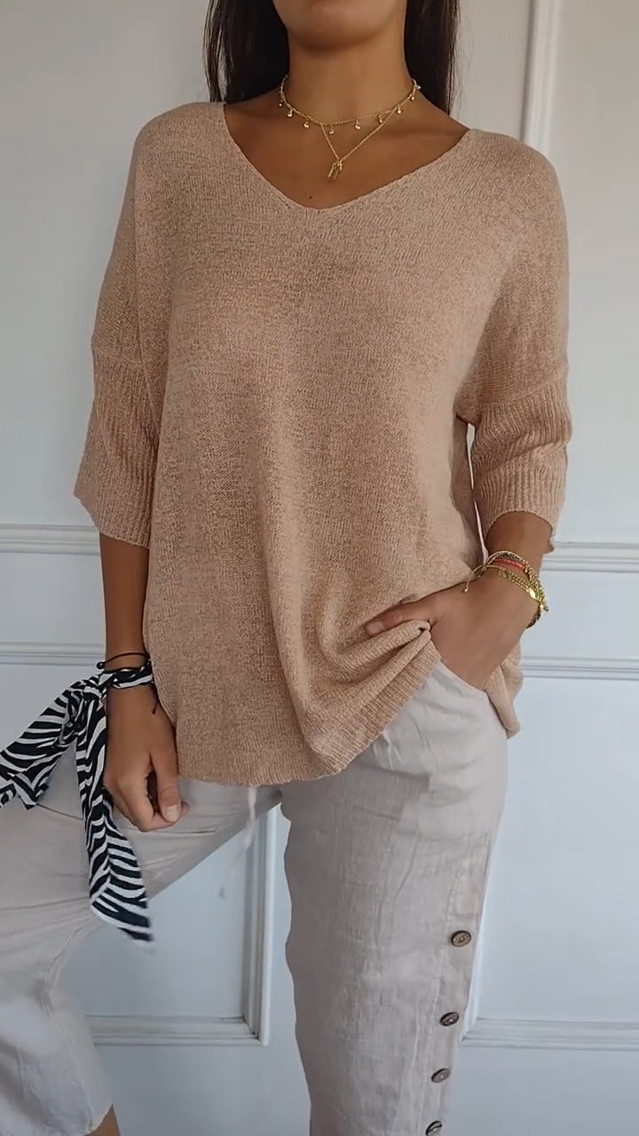 Women's Sweater | V-Neck, Long Sleeve | Breathable Knit