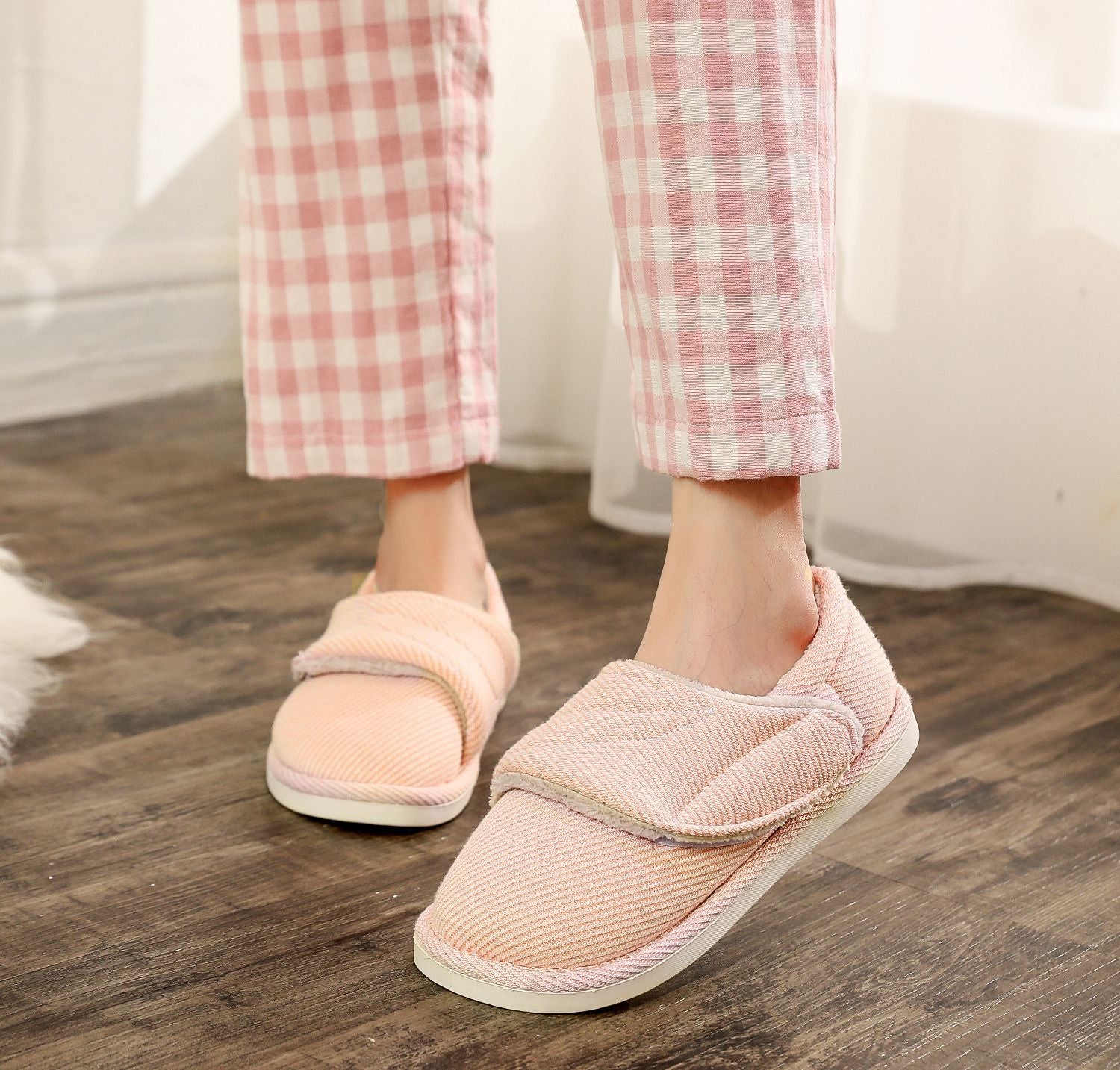 Memory Foam Slippers | Adjustable Velcro, All Season | Large Sizes