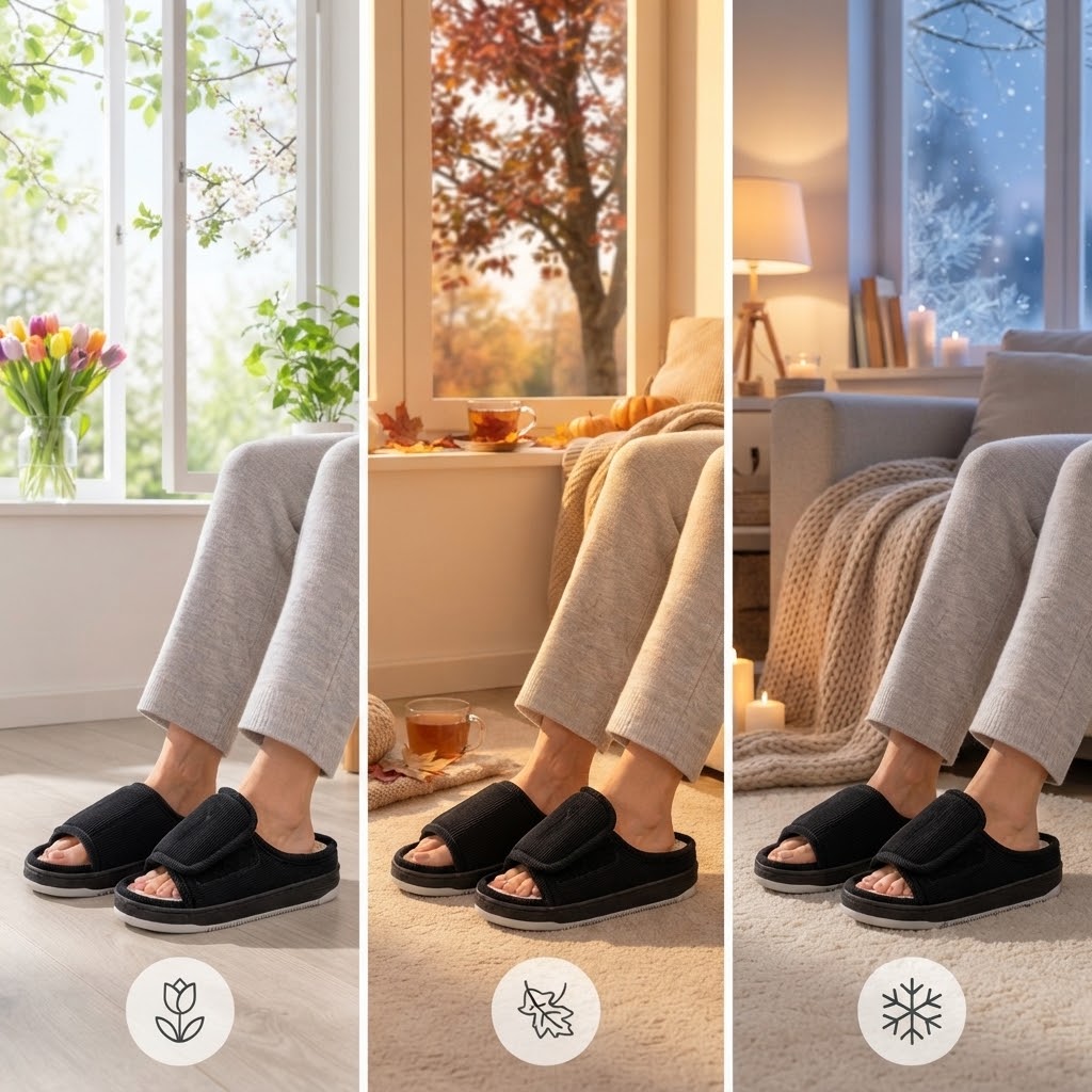 Extra Wide Slippers | Corduroy, Padded Comfort | Non Slip for Swollen Feet