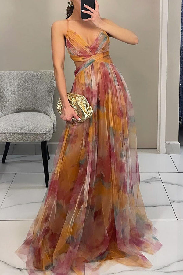 Maxi Evening Dress | Floral Print, Elegant Style | Formal Wear