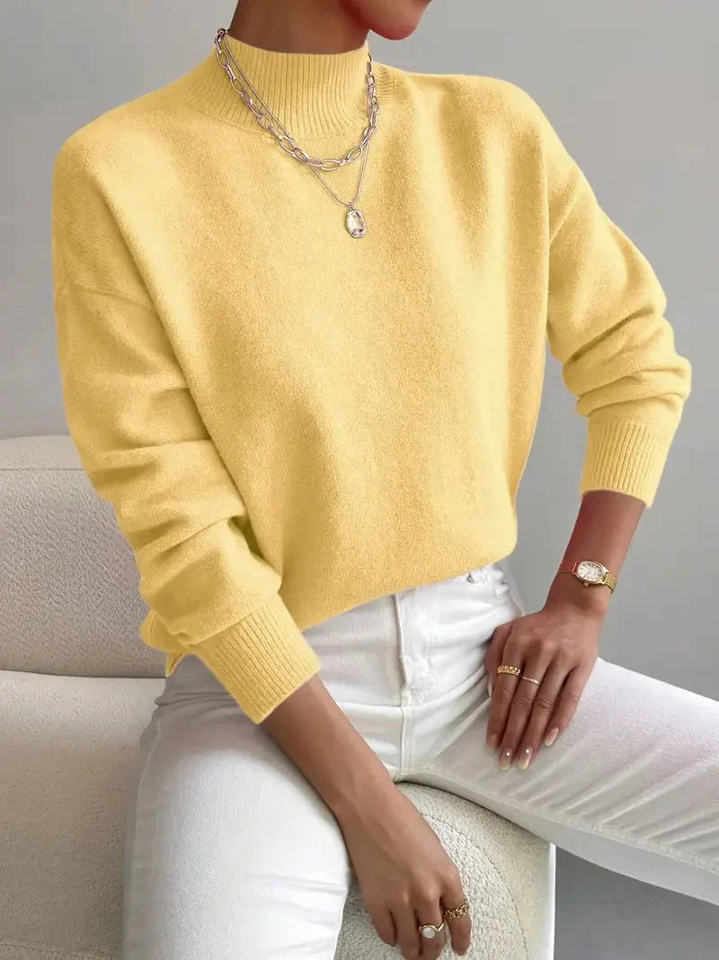 Jumper | Women, high collar, soft knit | Elegant style