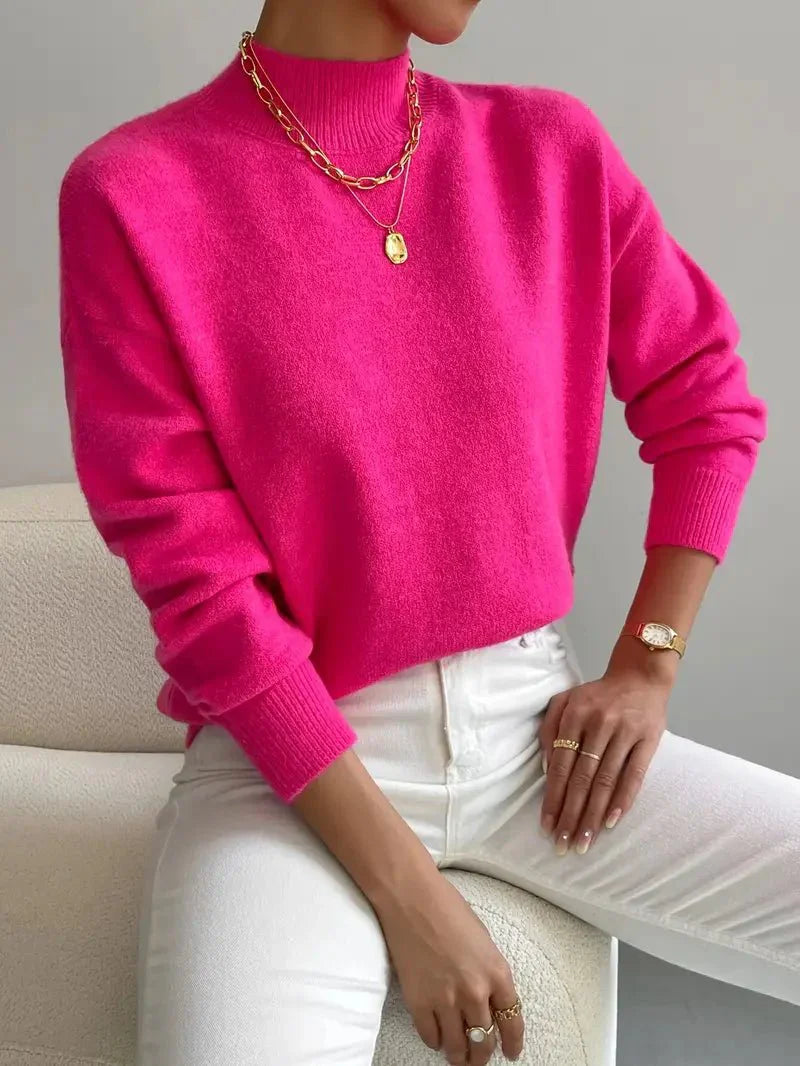 Jumper | Women, high collar, soft knit | Elegant style