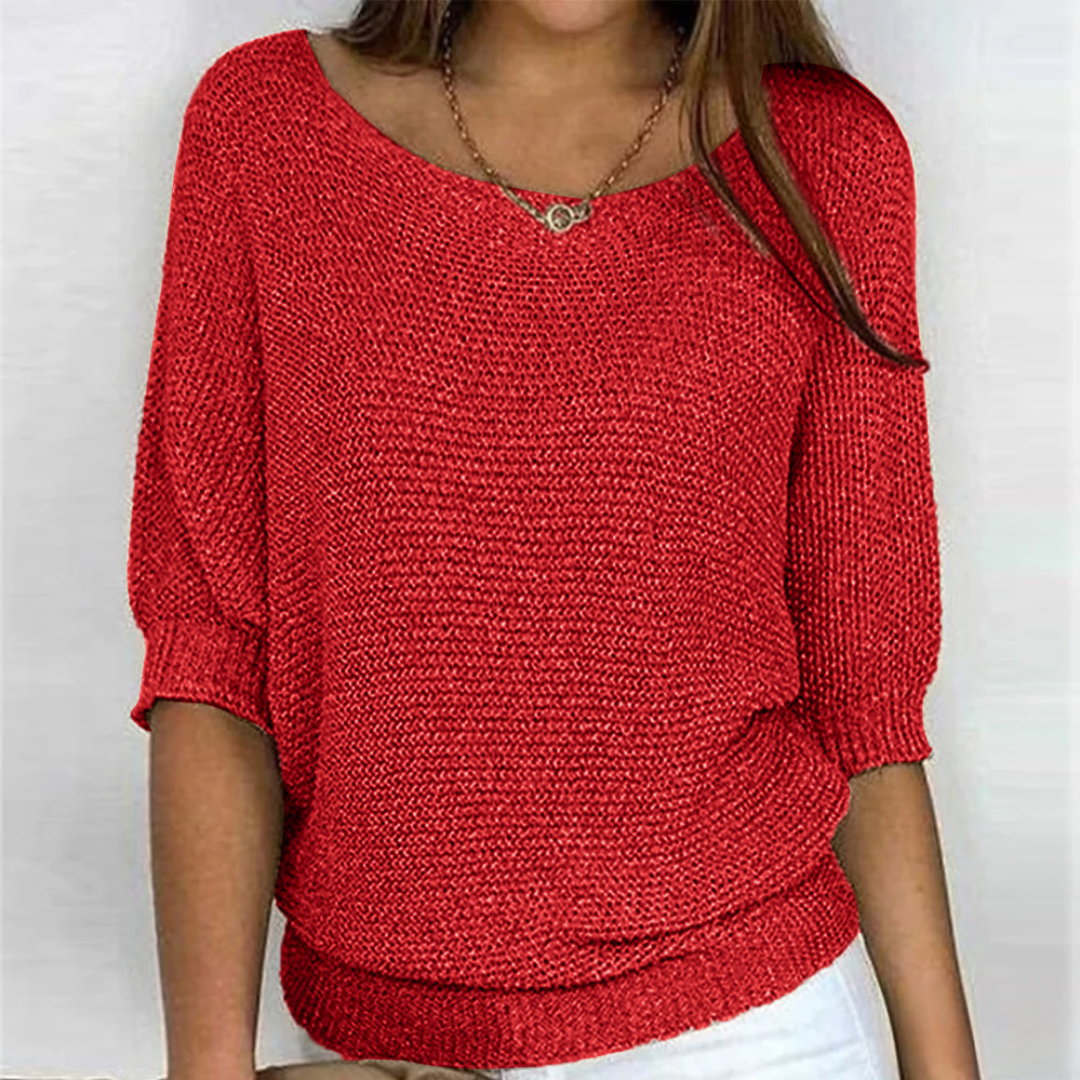 Women knit sweater with cable pattern, soft cosy fit