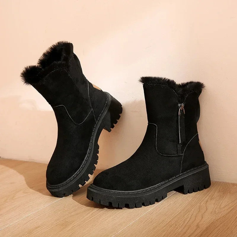 Women fleece lined ankle winter boots with anti-slip sole