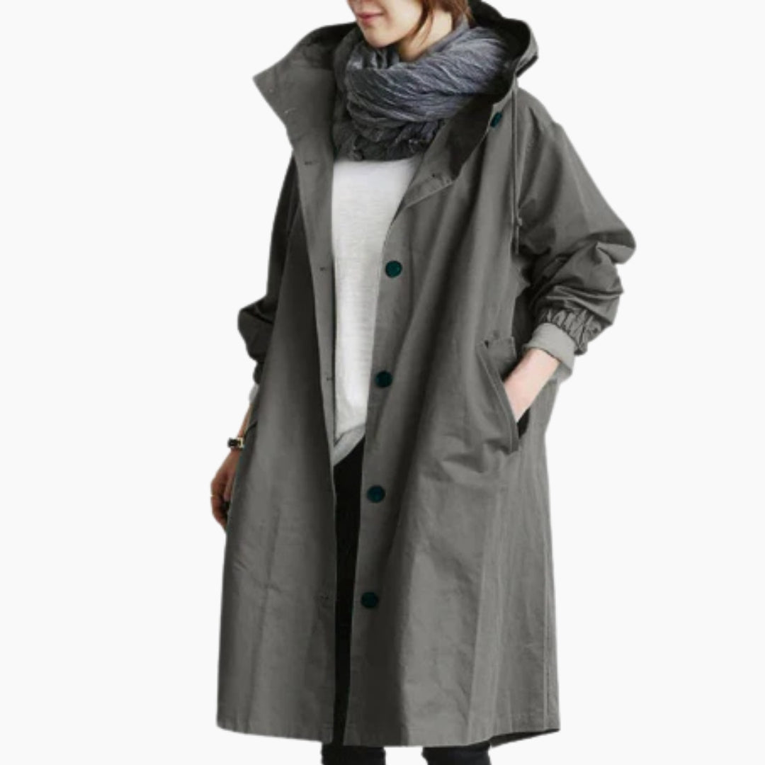 Women's Long Coat | Button Front Streetwear | Versatile Casual