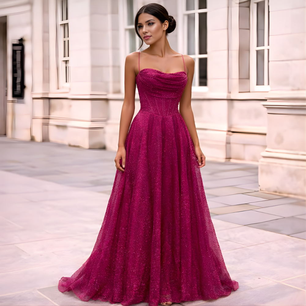 Satin Maxi Dress | Open Back, Long Sleeves | Elegant Evening Look