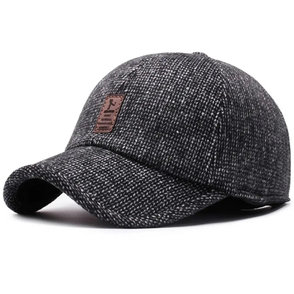 Men winter hat with earflaps adjustable fit in black grey and brown