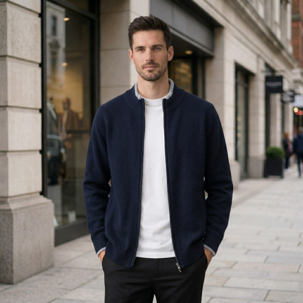 Men's Cashmere Zip Jacket | Warm & Elegant | Soft, Stylish