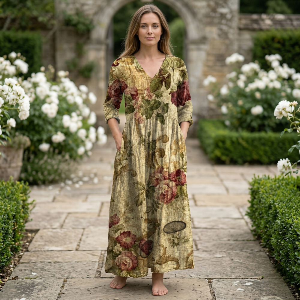 Women’s Summer Dress | Floral V-Neck | Light, Elegant, Comfortable