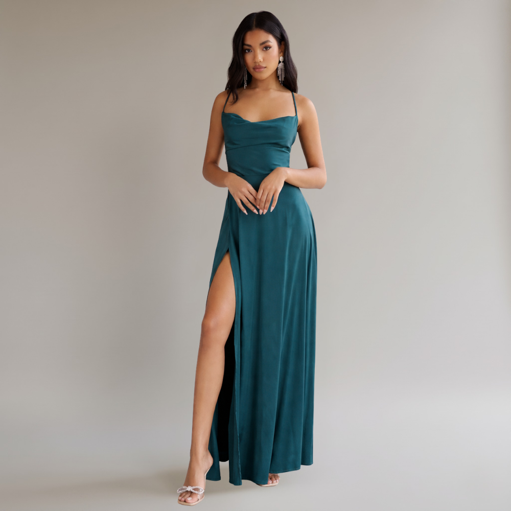 Silk Dress | Long and Elegant Style for Women | Braided Back Detail