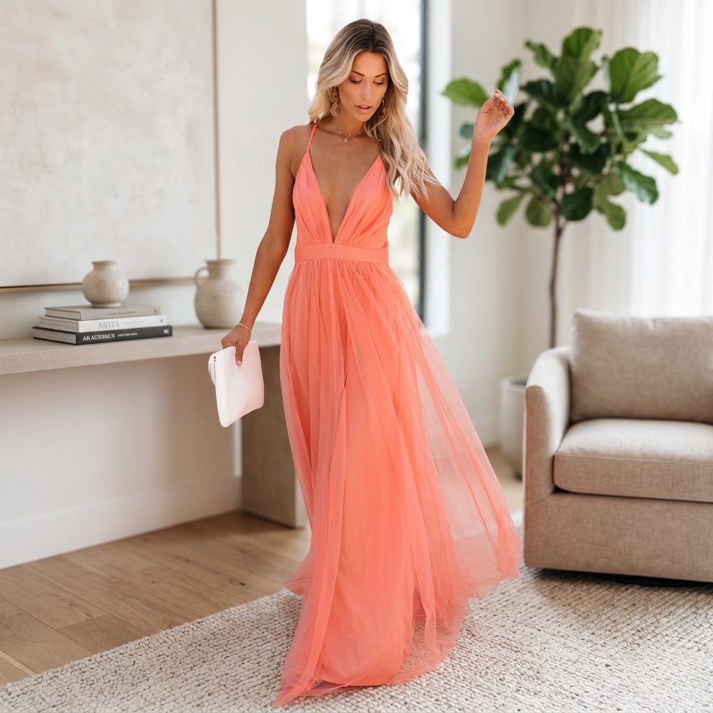 Matrona Women's Orange Strap Cocktail Dress | Elegant & Stylish