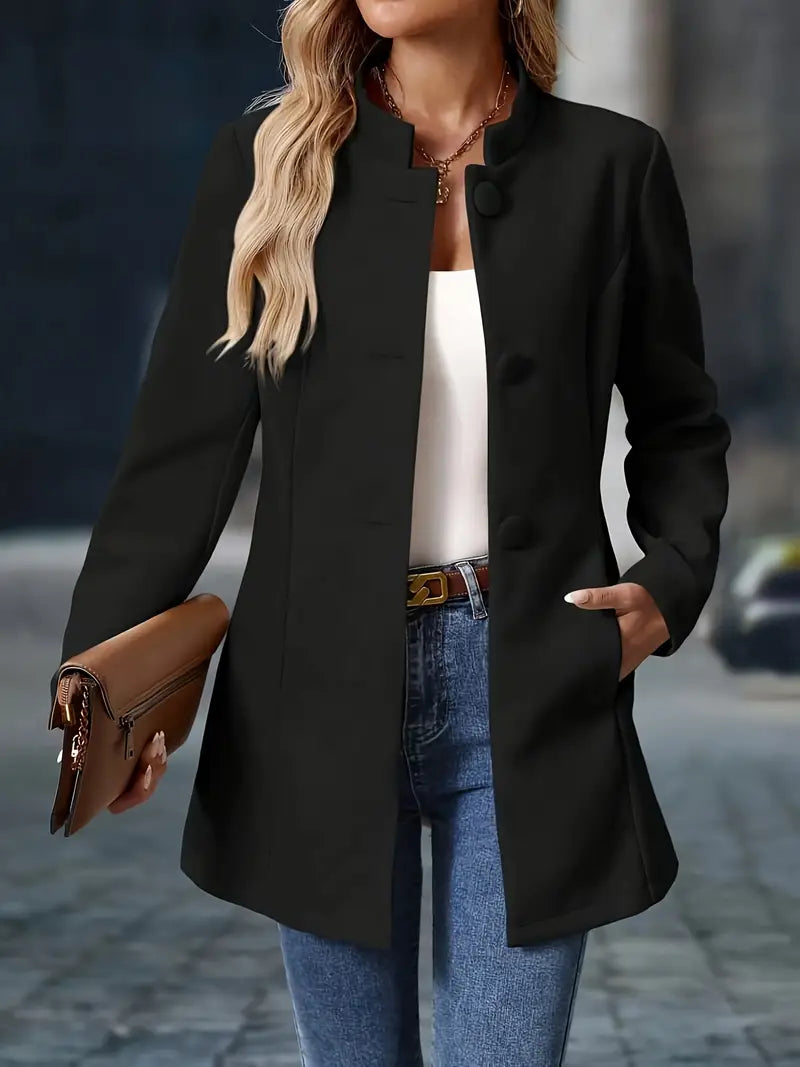 Women Winter Coat Button Closure Long