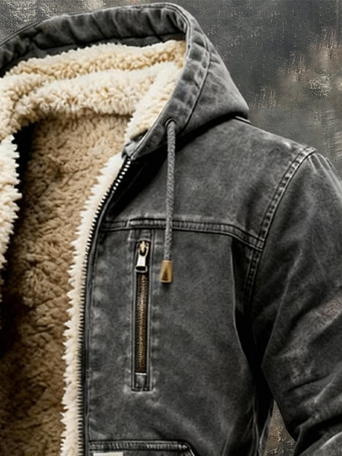 Men's jacket with sherpa lining, vintage style thermal winter jacket