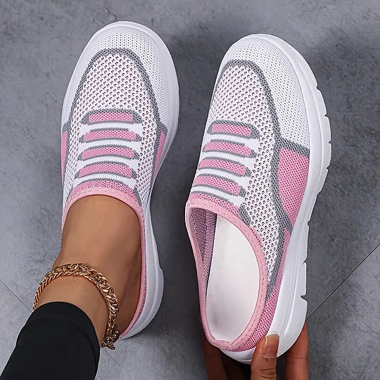 Knit slip-on sneakers breathable lightweight low profile casual
