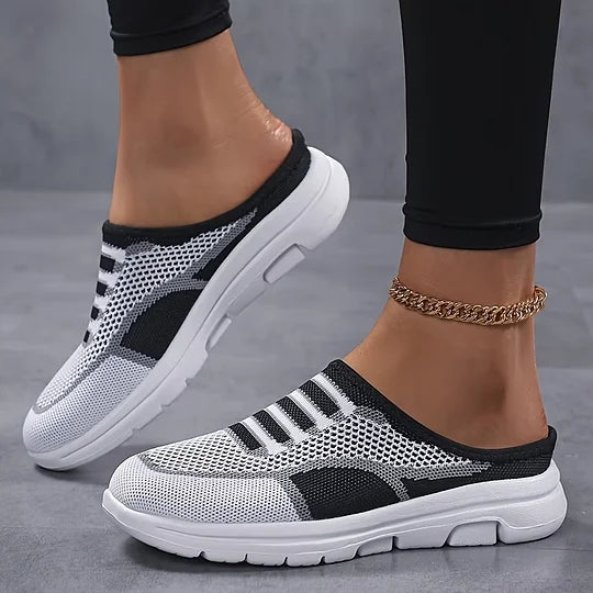 Knit slip-on sneakers breathable lightweight low profile casual