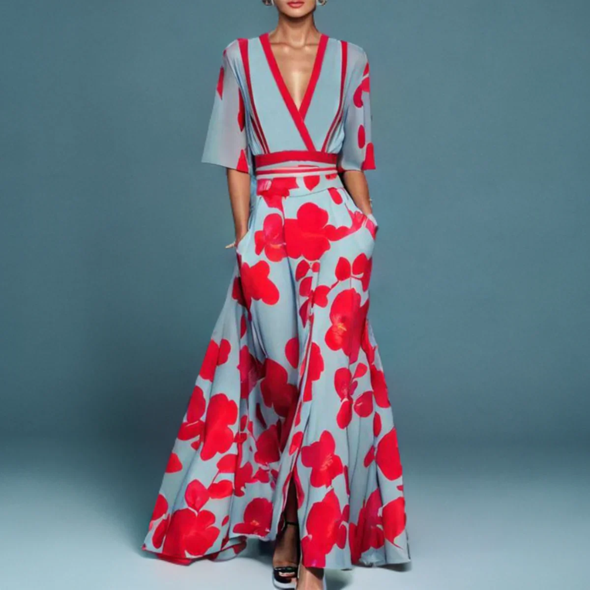 Floral Wrap Summer Dress | Flattering Fit, V-Neckline | S-2XL