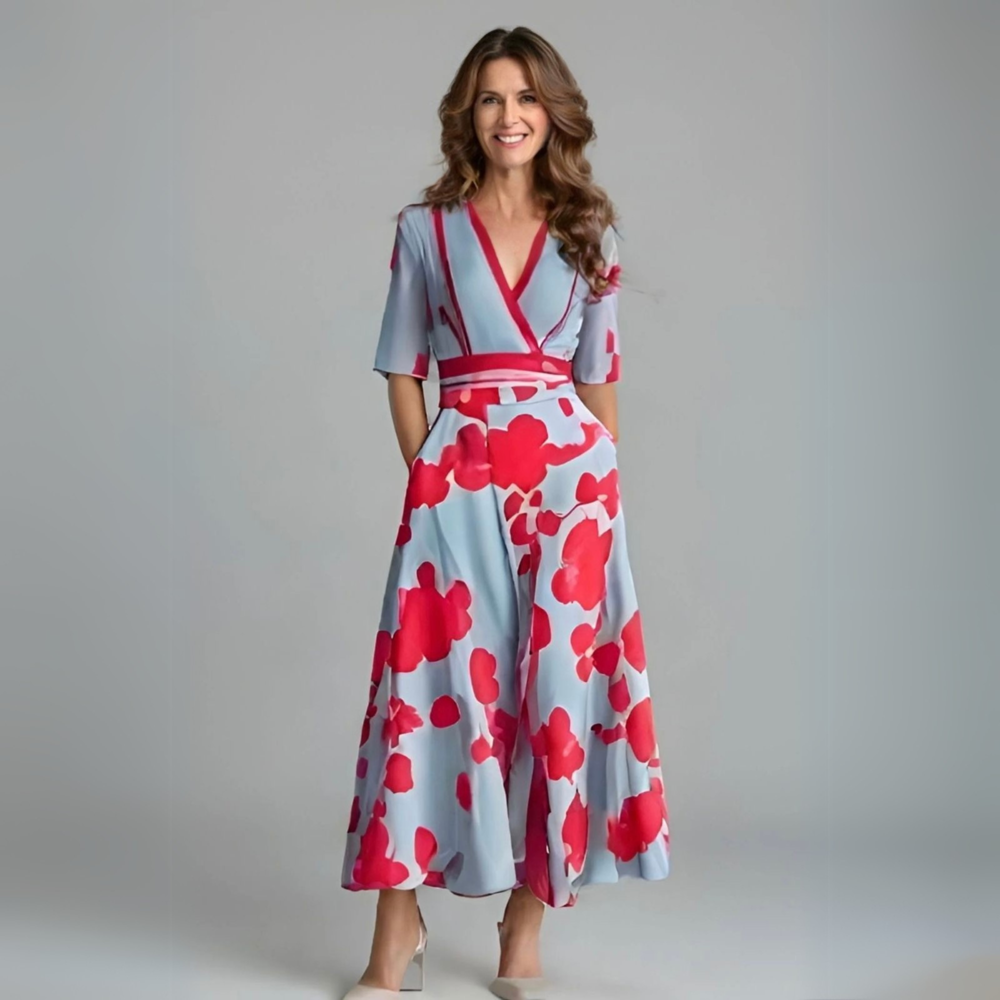 Floral Wrap Summer Dress | Flattering Fit, V-Neckline | S-2XL