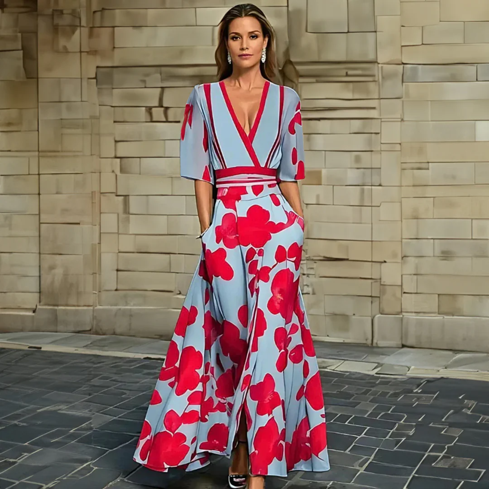 Floral Wrap Summer Dress | Flattering Fit, V-Neckline | S-2XL