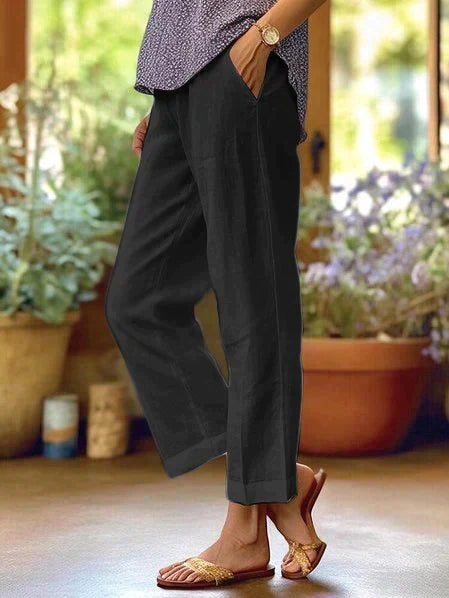 Women linen pants relaxed fit lightweight flowy trousers