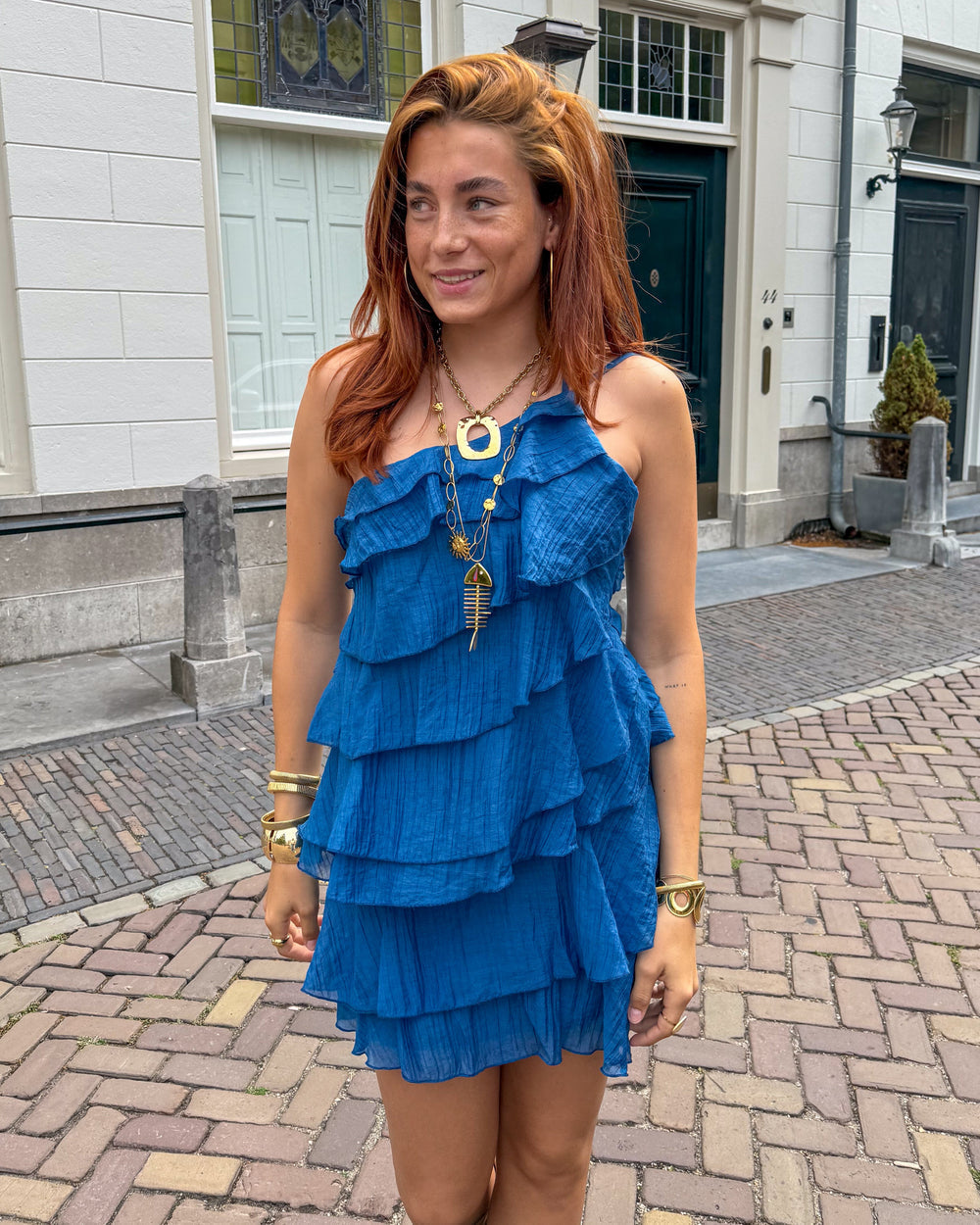 Women's Mini Dress | Asymmetrical Ruffles, Summer Casual
