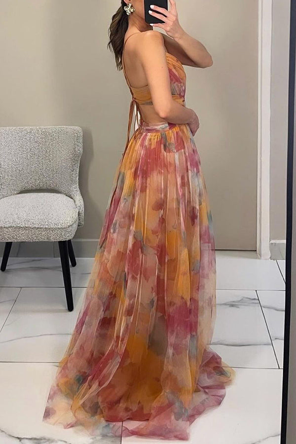 Maxi Evening Dress | Floral Print, Elegant Style | Formal Wear