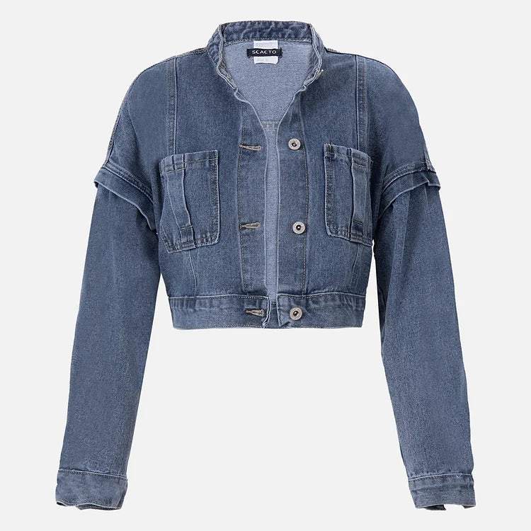 Denim Jumpsuit Set | Zip Front with Matching Jacket | Stretch