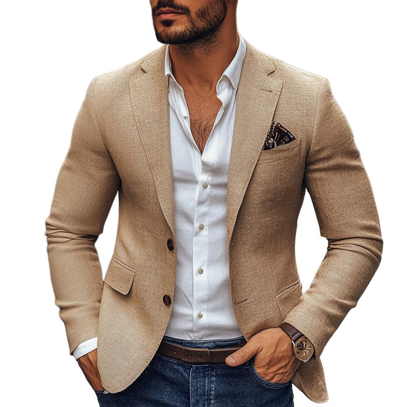 Men slim fit two button blazer with notch lapel structured silhouette
