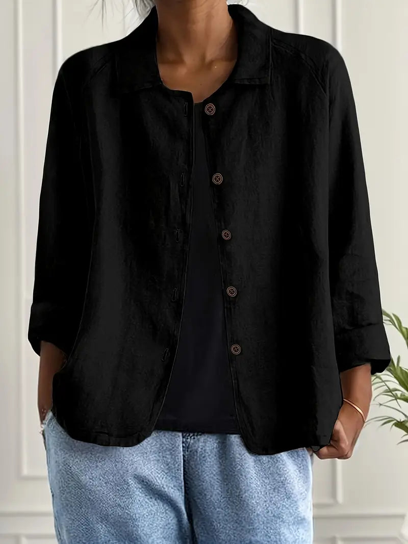 Women's Cardigan Shirt | Cotton Linen Blend, Relaxed Fit