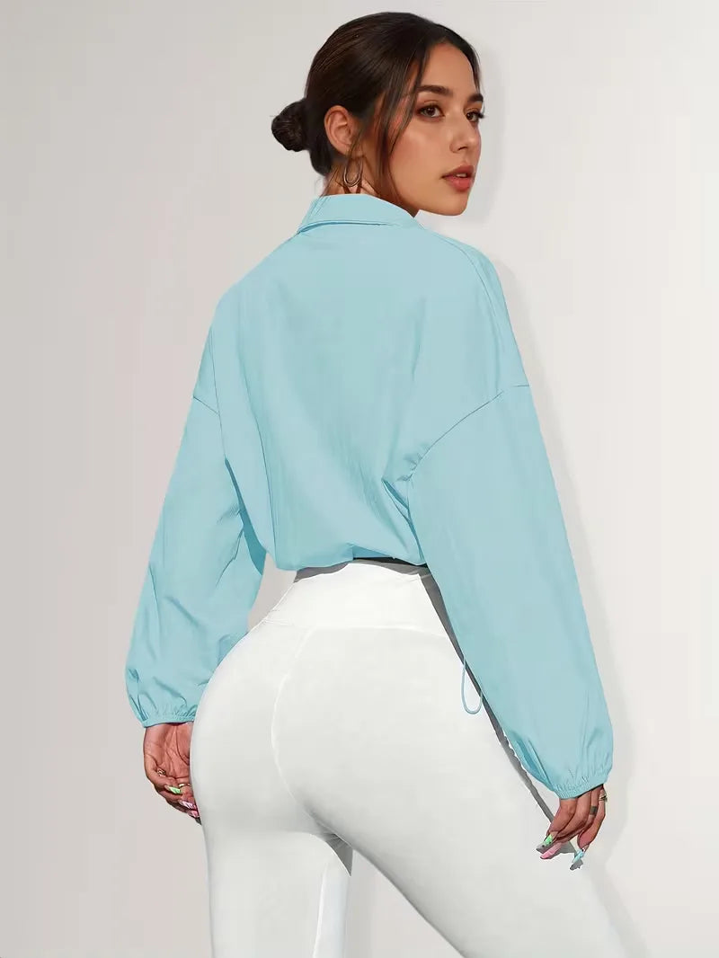 Women's Track Jacket | Oversized Streetwear, Light Blue