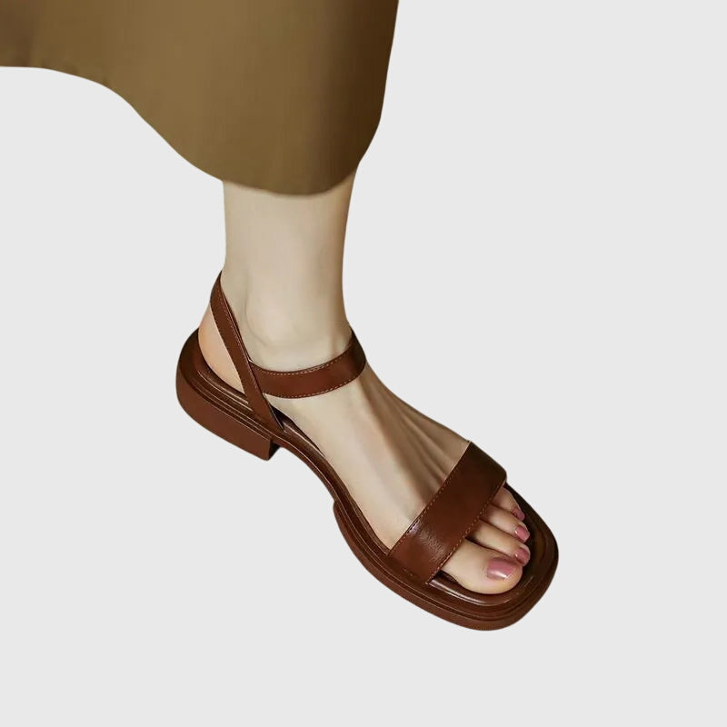 Cushioned Leather Sandals | Orthopedic Block Heel | Soft Insole